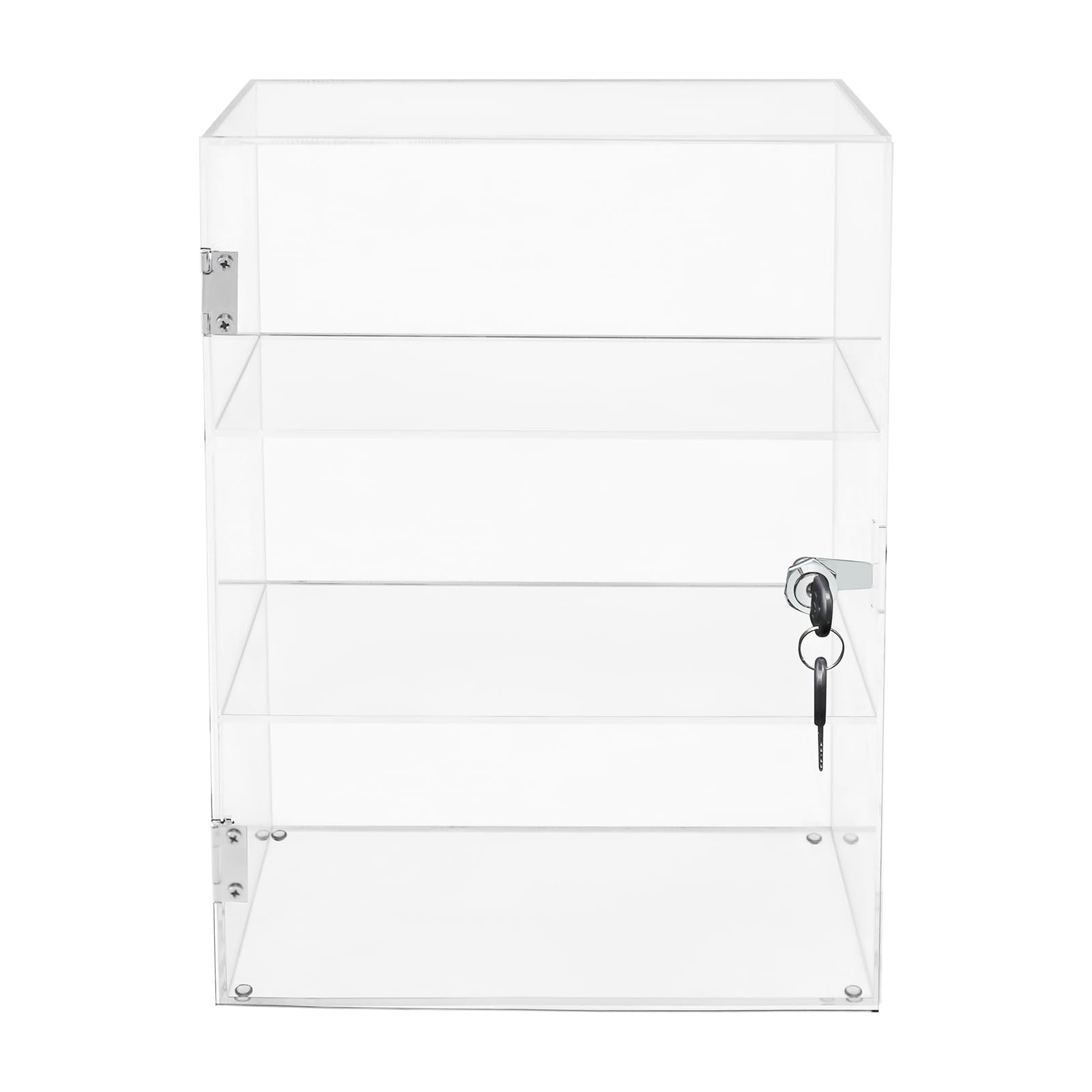 Akrylowa witryna z 3 półkami i zamkiem i kluczami, witryna akrylowa, przezroczysta, pyłoszczelna, akrylowa, na figurki, modele, przedmioty kolekcjonerskie, 30 x 15 x 40 cm