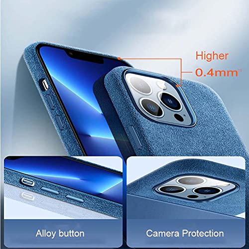 Coque Alcantara iPhone 14 Pro bleue : l'élégance d'une housse luxueuse au toucher incomparable