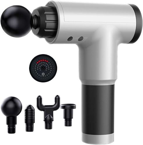Pistola de masaje, Masajeador eléctrico de 6 velocidades, tejido profundo corporal, para dolor muscular y rigidez, silencioso, sin cable, recargable