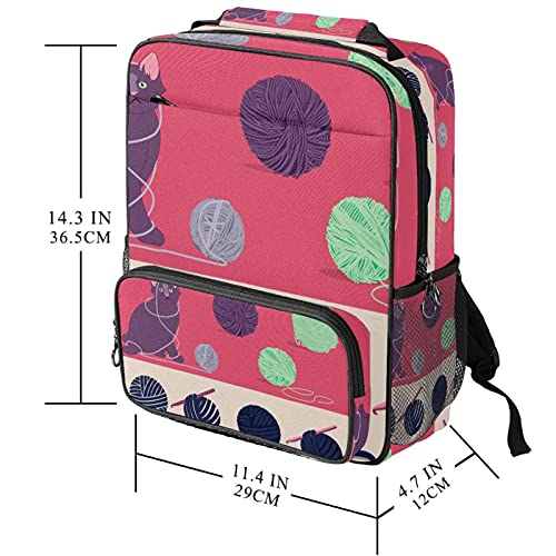Sac à dos ordinateur portable imprimé chat rose tendance - 4