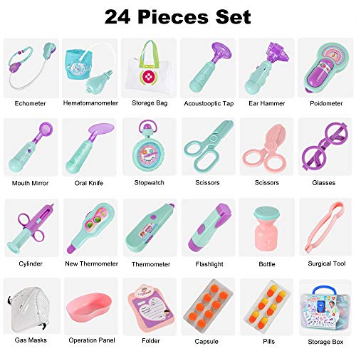image for Flyingseeds Doctor Kit for Kids, 24 Pcs Pretend Play Dotor Dentist Toy