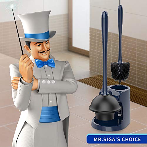 Image of MR.SIGA Toilet Plunger and Bowl Brush Combo for Bathroom Cleaning, Navy