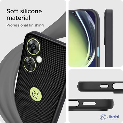 Image of Jkobi Back Case Cover for OnePlus Nord CE 3 Lite (Textured Grip Design | Camera Protection | Slim and Light Weight | Soft Touch and Feel | Black)