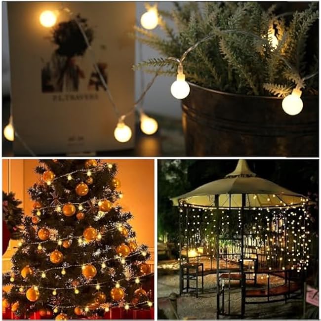 Solar String Lights Outdoor, 2 Packs 15ft Globe String Lights with 50 Globes Bulbs, IP65 Waterproof Solar Powered Patio Lights for Garden Yard Porch Wedding Party Decor