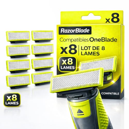 Lot 8 Lames de Rechange RazorBlade pour Rasoir Électrique comptatible OBlade QP220 QP2824 QP2724 QP2520 QP2630 QP65XX One Blade Lame en Acier Inoxydable...