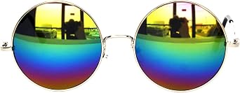 OWL Round Sunglasses Colored Lens Metal Frame Retro Vintage Style Circle big lens 56 mm
