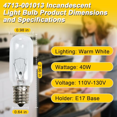 Image of 4PCS 40W Incandescent Light Bulbs Compatible with Samsung Microwaves Replace#: 4713-001013 DE07-90015A 54001046 14218667 AP4051343 2029140