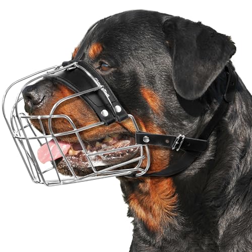 CleverTail XL Metall-Maulkorb für große Hunde – Robuster Rottweiler-Maulkorb – Extra großer Maulkorb für bellende und beißende Cane Corsos, Mastiffs, Labradore, Bulldoggen und andere große Rassen