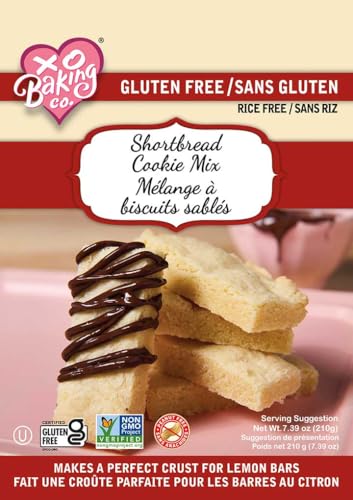 XO Baking Co. Gluten Free Shortbread Cookie Mix; Non-GMO; Rice Free; Peanut Free; No Preservatives, Artificial Flavors or Colors, 7.39oz