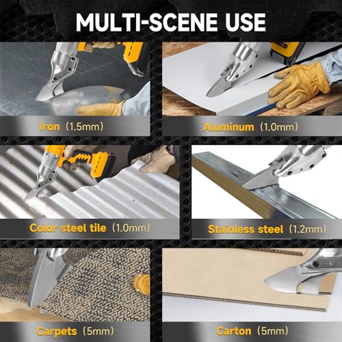 Image of Cordless Metal Shear for DeWalt 20V Max Battery, Brushless 14GA Steel Metal Cutter with 360 Roftaiting Head, 221 Ft-Lbs Torque for Cutting Stainless Sheet, Iron, Carpet, Leather,Cardboard(NO Battery)