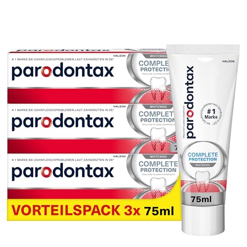 Parodontax Complete Protection - Pasta de dientes blanqueadora (3 x 75 ml, pasta de dientes para problemas de encías
