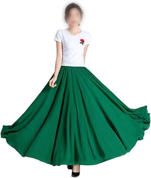 Long Skirt Social Dance Costume Maxi Length Chiffon Flamenco Costume Modern Elegant Women Ladies Pasodoble Latin Tango Waltz Dance Skirt 720 Degrees XS Length 80 cm Ink Green