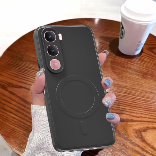 Image of Pikkme Back Cover for Vivo Y31 5G Soft Matte Silicone Mag-Safe Design (Mag-Safe Not Support) Camera Protection | Slim Fit Bumper Cover (Black)