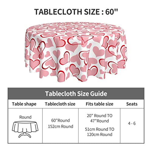 Sweetshow Valentines Day Tablecloth Round 60 Inch Romantic Pink Love Heart Table Cloth Happy Valentine Washable Table Cover For Holiday Parties Dining Table Living Room Kitchen Decor #TOP4