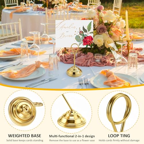 Image of 12 Pcs Table Number Holders Gold 4.7 Inch Metal Place Card Holders