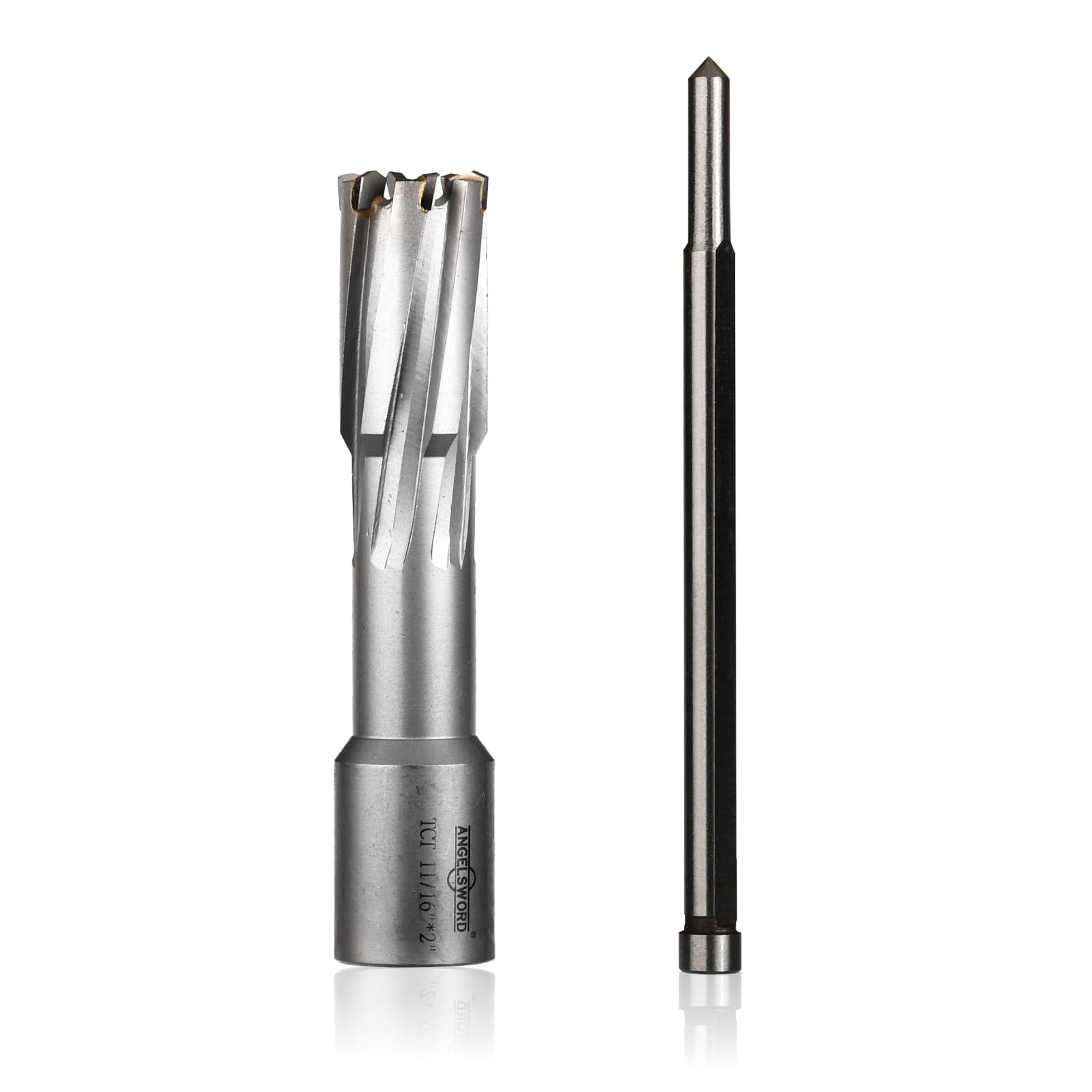 ANGELSWORD TCT Annular Cutter Diameter 11/16", Cutting Depth 2" Tungsten Carbide Tipped, Mag Drill Bits Kit for Magnetic Drill Press, with One 1/4"*4"