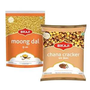 Bikaji Moong Dal & Chana Cracker Combo – 400g | Ready to Eat Indian Namkeen | Crunchy Tea-Time Snack, Party Mix & Bar Snack | Classic Indian Munchies for Sharing, Travel & Everyday Snacking