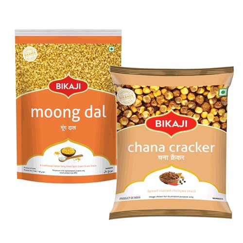 Bikaji Moong Dal & Chana Cracker Combo – 400g | Ready to Eat Indian Namkeen | Crunchy Tea-Time Snack, Party Mix & Bar Snack | Classic Indian Munchies for Sharing, Travel & Everyday Snacking