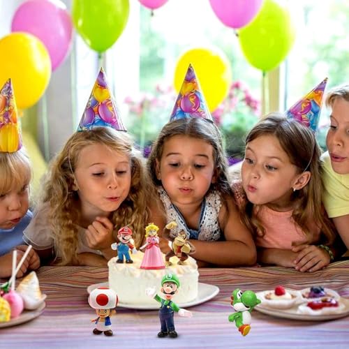 Image of Mini Action Figures, Multiple Character Collectible Set, Car Dashboard, Decoration and Cake Topper Toys for Fans 5-15 cm (6 Pcs Mario Childhood Game PlaySet)