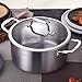 DELARLO Tri-ply Stainless Steel StockPot 5QT, Induction Cooking Pot 18/8 Stockpots Food Grade, Durable Soup Pot Stew Simmering Pot with Glass Lid Suitable for All stoves, Dishwasher-Safe