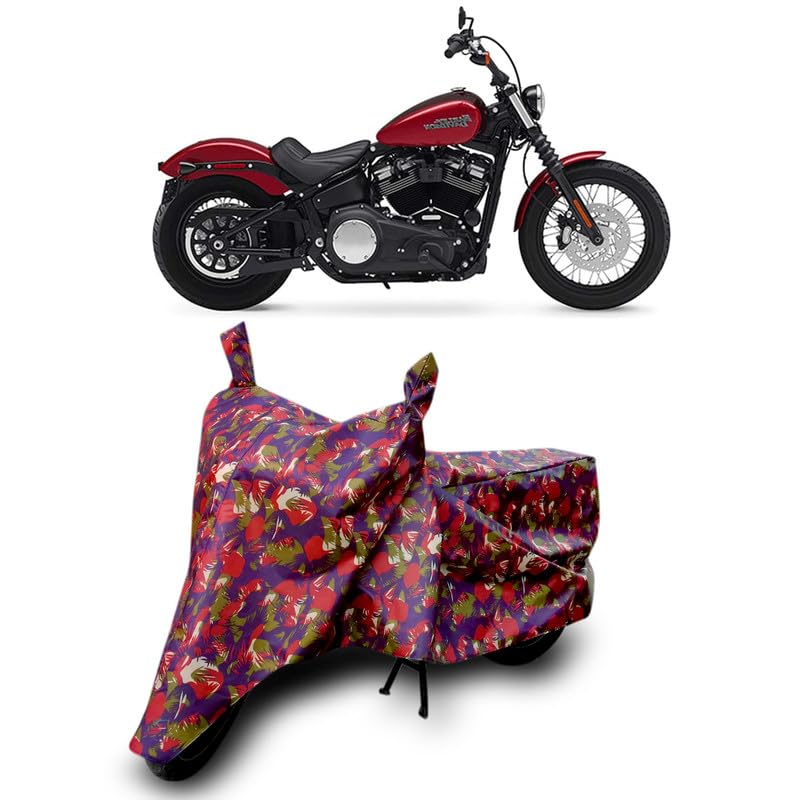 MADAFIYAHeavy Quality Universal Bike Body Cover Harley-Davidson Street Bob | Waterproof (Tested), Dustproof & Scratch Resistant | 5 Stitching Interlock | UV Protection | Red Jungle