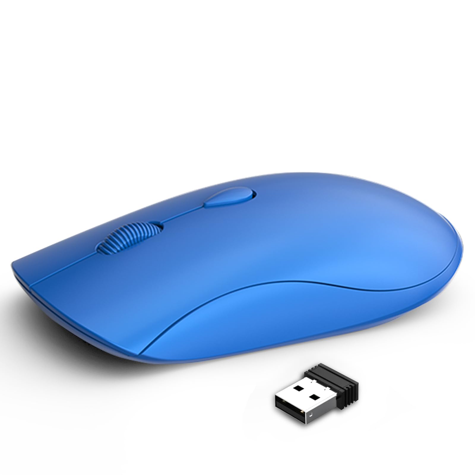 Mouse wireless per Chromebook, laptop, PC, MacBook, mouse ottico sottile portatile con mini ricevitore USB, clic silenzioso, 2400 DPI, 2,4 GHz, mouse portatile da viaggio silenzioso - blu