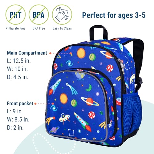 Image of Wildkin Kids 12-Inch Toddler Backpack - Lightweight School Bag for Daycare & Travel, Ages 3-7, Out of This World, 12 x 10 x 4.5 inches, 12-inch Backpack Boys