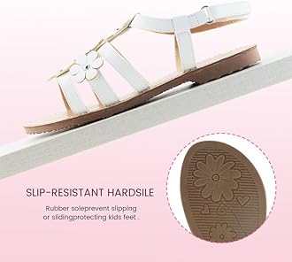 Girls Sandals Kids Strap Flat Sandals Open Toe Summer Flower Casual Shoes