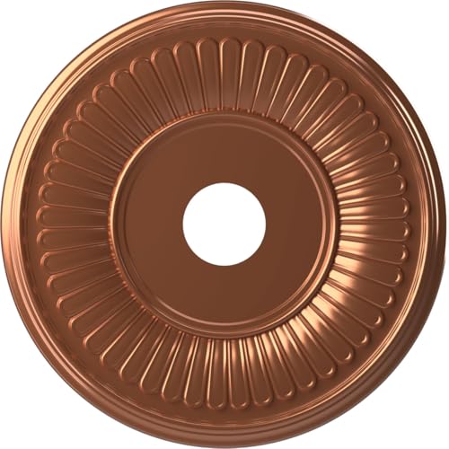 Image of Ekena Millwork CMP19BEBCO Berkshire Thermoformed PVC Ceiling Medallion (Fits Canopies up to 8 3 /8 inch), 19 inchOD x 3 1 /2 inchID x 1 inchP, Bright Coat Copper