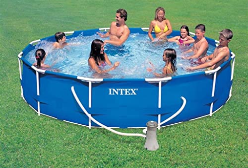 Intex - 28212 - Metallpool Frame Pool, 366 x 76 cm, Filterpumpe + Abdeckung