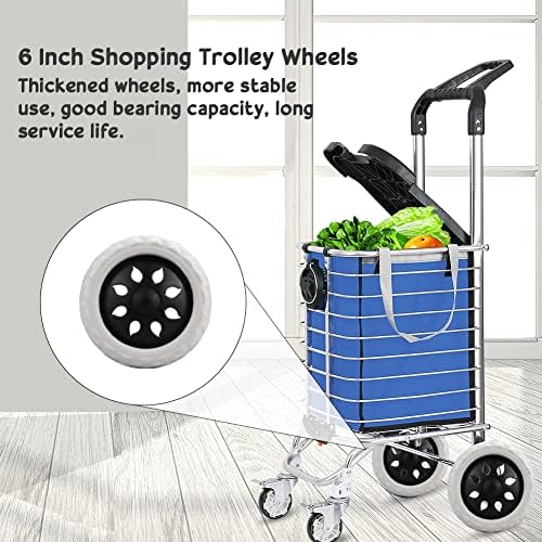 CAEEKER 2 PCS Shopping Cart Wheels Trolley Caster Replacement Shopping Trolley Wheels Trolley Travelling Luggage Cartwheel Plastic Core Foaming Wheels for Hand Pushcart, Black & White (6 Inch Dia)