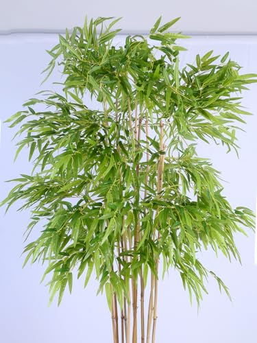 Image of ARICK DECOR 7Ft Artificial Bamboo Tree in Pot, 7ft Realistic Faux Bamboo Silk Plant with Natural Canes, Peacock Shaped Extra Large Floor Decor for Home, Office & Balcony