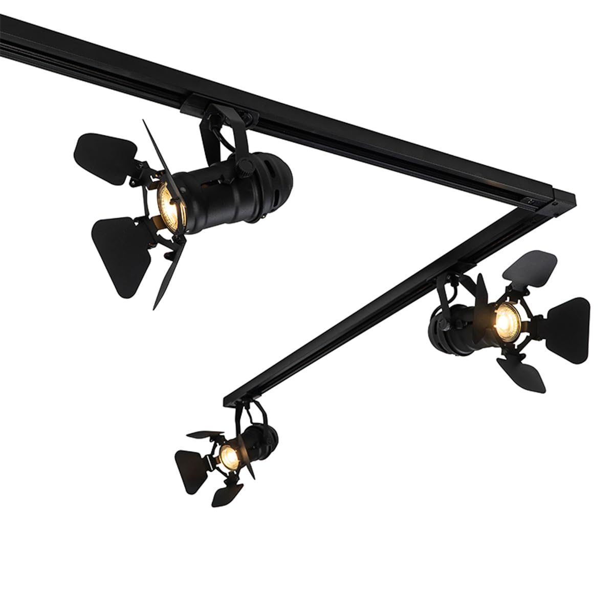 QAZQA Moderno Sistema rieles con 5 focos negros - MOVIE Aluminio/Acero/Plástico Alargada Adecuado para LED Max. 5 x 50 Watt