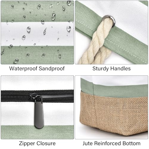 Becokan Beach Bags for Women Large Canvas Beach Tote Bag Beach Bags Waterproof Sandproof Swim Pool Bag Travel Essentials2