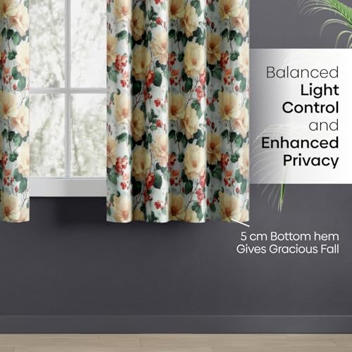 Image of haus & kinder Blackout Window Curtains 5 Feet Long Pack of 2 Window Curtains, 5 Feet Curtains for Window, 100% Room Darkening (Peony Garden, 114x152 CM)