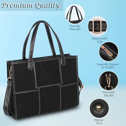 Image of Womanix Canvas Laptop Bag, 14 inch Laptop Bag, Work Shoulder Bag, Casual Briefcase, Handbag for Travel, Office, College With Long Adjustable Strap
