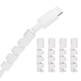 uxcell 24Pcs Charger Cable Protector, Silicone Flexible Spiral Cable Saver, Wire Cord Organizer Wrap Accessories for Cell Phone Headphone Laptop Earphone Mouse, White