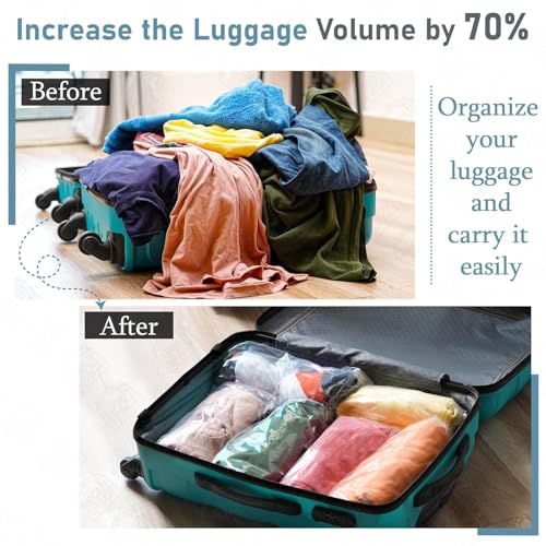 Image of Gismo Polyamide Polyethylene Vacuum Storage Bags (5 Pack) with Hand Pump | 1L /2M /2S Airtight Reusable Space Saver Compression Bags for Clothes, Blankets, Bedding & Travel | Zip Seal Luggage Organizer