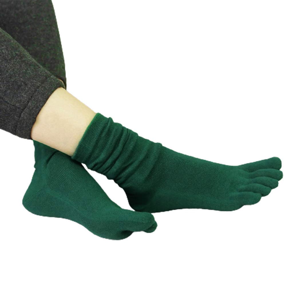 SUCHUANGUANG Women Five Finger Long Tube Socks Solid Color Toe Separated Yoga Cotton Hosiery Crew Socks