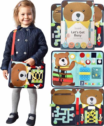 Image of PUTSKA Busy Board Montessori Toys, Busy Book for Toddlers 3+ Years, Sensory Toys, Educational Learning Activities for Learning Fine Motor Skills, Kids Travel Essentials, Gifts for Girls Boys