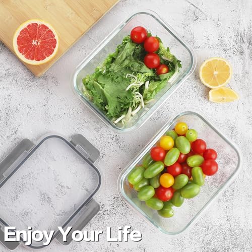 HOMBERKING 24pc Borosilicate Glass Food Storage Containers with Lids, Glass Meal Prep Containers with Leak Proof Snap Lock Lids, Airtight Bento Lunch Boxes, Kitchen Storage (12 lids & 12 Containers) - Image 3