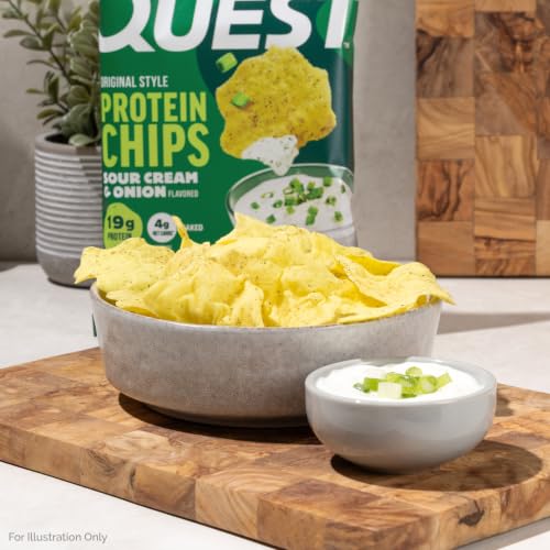 Image of Quest Nutrition Sour Cream & Onion Protein Chips, 19g Protein, 4g Net Carbs, Gluten Free, 1.1 oz (Pack of 12)