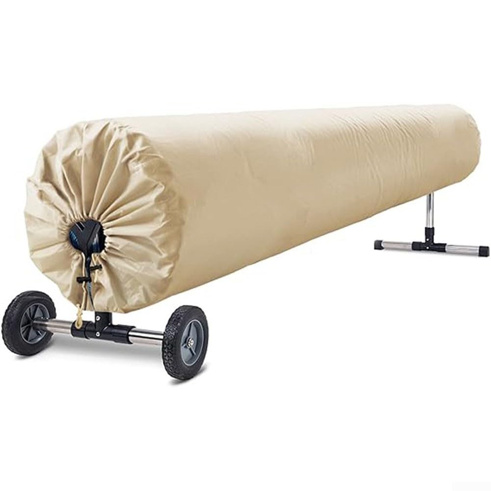 Enrouleur solaire pour piscine avec couvertures de protection en tissu Oxford 420D résistant Couverture solaire de protection pour jardin Couverture de piscine ovale Protecteur de citerne