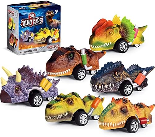 Scuwtocn Dinosaur Toys for 3 Years Old Boys and Girls, 6 Pack Pull Back Car Toys - Animal Toy Cars, Dino Games and Toys Birthday Gifts for 4 5 6 7 Year Old Kids - New
