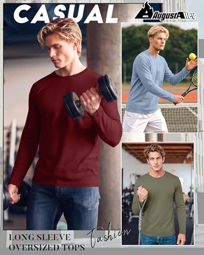 Image of August Alley 4 Pack Men's Big and Tall Cotton Shirts L-7XL, Long Sleeve Oversized Tops Loose Casual Large T-Shirts Basic Tee