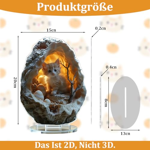Cunegra 2D-Flache Katzen Deko mit Sockel, Geschenke für Katzenliebhaber, Süße Katze Deko Für Zuhause und Büro, Acryl Katzendeko, Geschenk für Katzenliebhaber, Tischdeko mit Katzenmotiv