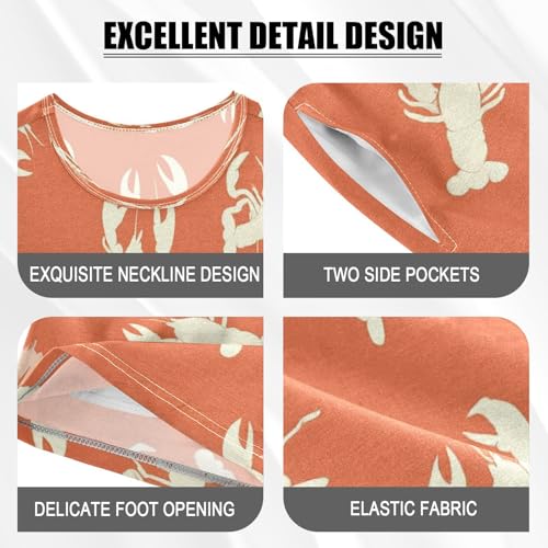 Pajama Sets Short Sleeve Cute Lobster Print on Orange Soft Cotton Summer Sleepwear 2 Piece PJS Size 5-14T3