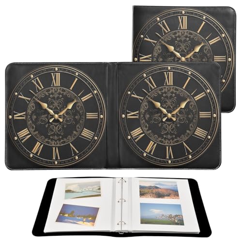 Álbum de fotos grande JIPONI Vantage Clock, álbumes de scrapbook con cubierta de cuero DIY para fotos de 4x6, 5x7 y 6x8 pulgadas, libro de recuerdos autoadhesivo para bodas, bebés y familia miniatura 2