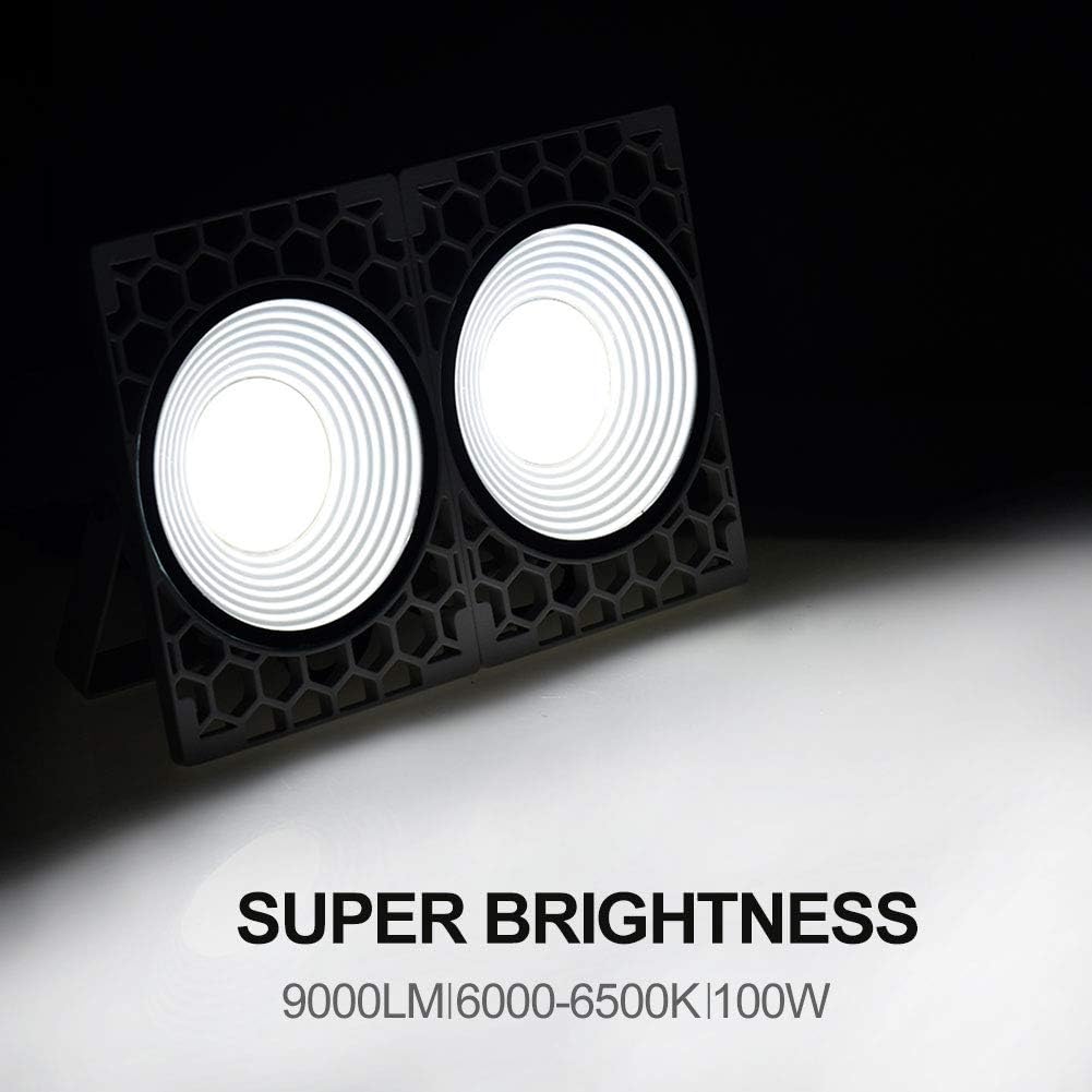 Viugreum 100W LED Flood Lights, IP65 Waterproof Outdoor Super Bright Security Floodlights, 9000 Lumen, 500W Halogen Bulb Equivalent, 6500K Daylight White Wall Lights for Garage, Garden, Lawn, Yard