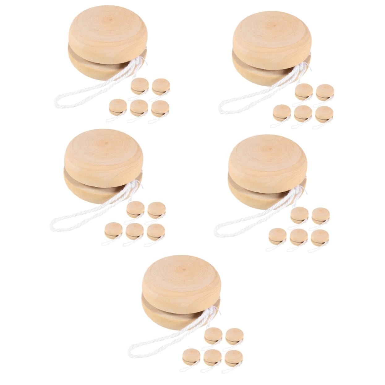 Kisangel 5sets Craft Toy for Boys Wooden Yo-yo Balls Unfinished Children's Toys DIY Potential 6pcs*5